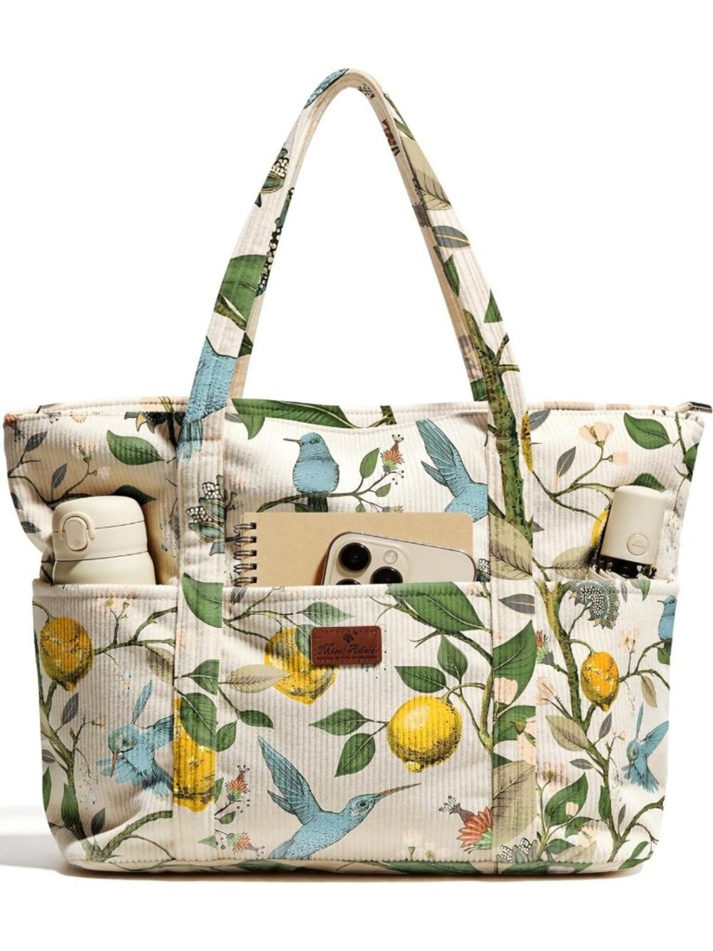 Spacious Corduroy Tote Bag for Women | Stylish, Zipper Closure, Multi Pockets - Picture 1 of 6